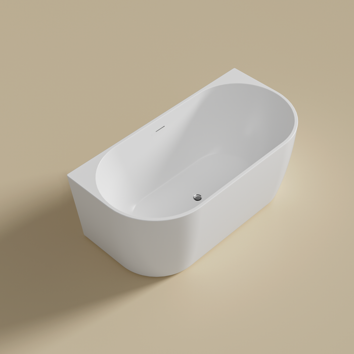 DOVER Back To Wall Free Standing Overflow Bath - Matte White 1500x750