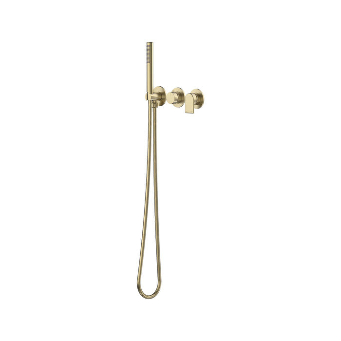 Lekki Wall Mixer With Diverter Set & Hand Shower Brushed Gold