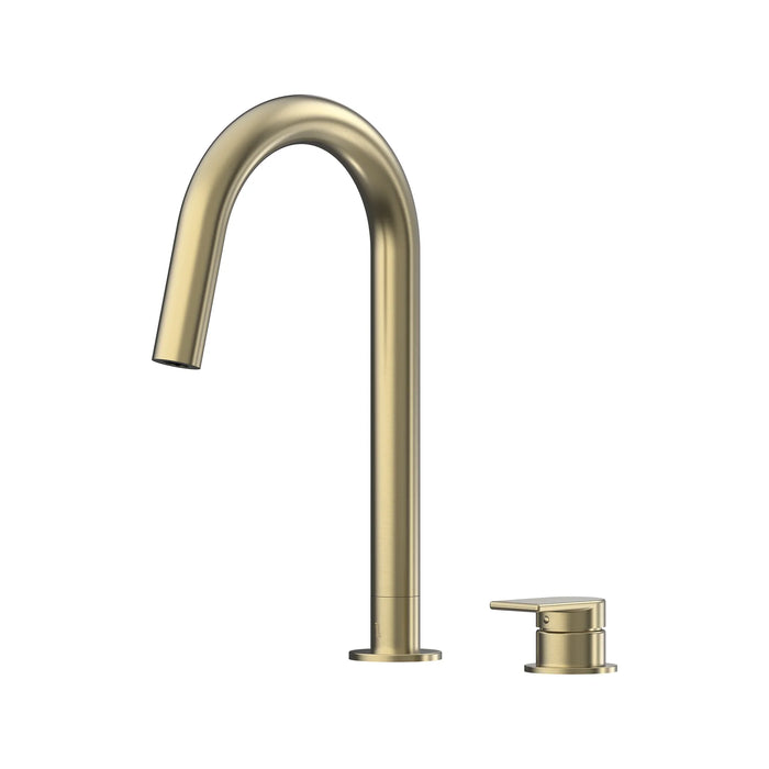 Lekki Swivel Spout Hob Sink Mixer Set Brushed Gold