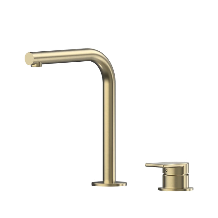 Lekki Round Swivel Spout Hob Mixer Set Brushed Gold