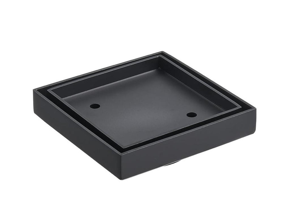Square Tile Insert Floor Drain - Black 75mm