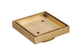 Slim Square Tile Insert Floor Drain - Brushed Gold 90mm
