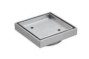 Slim Square Tile Insert Floor Drain - Brushed Nickle 90mm
