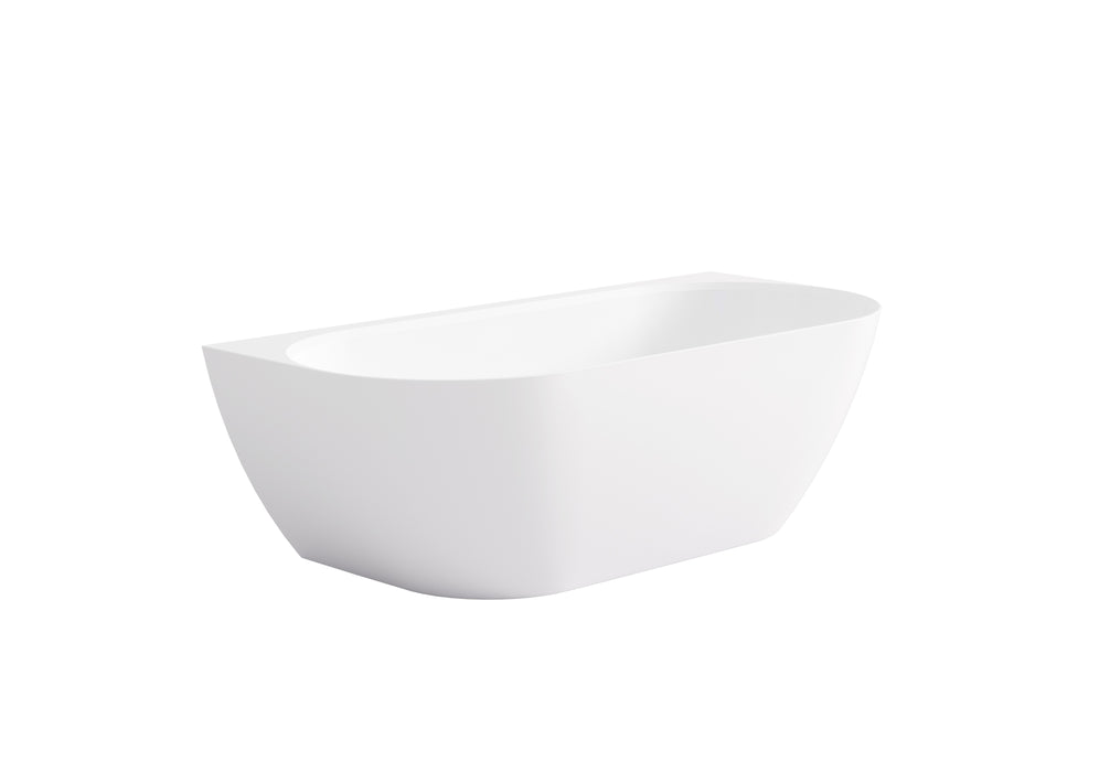 Ellips Back To Wall Free Standing Acrylic Bathtub - Gloss White 1500x770 - No Overflow
