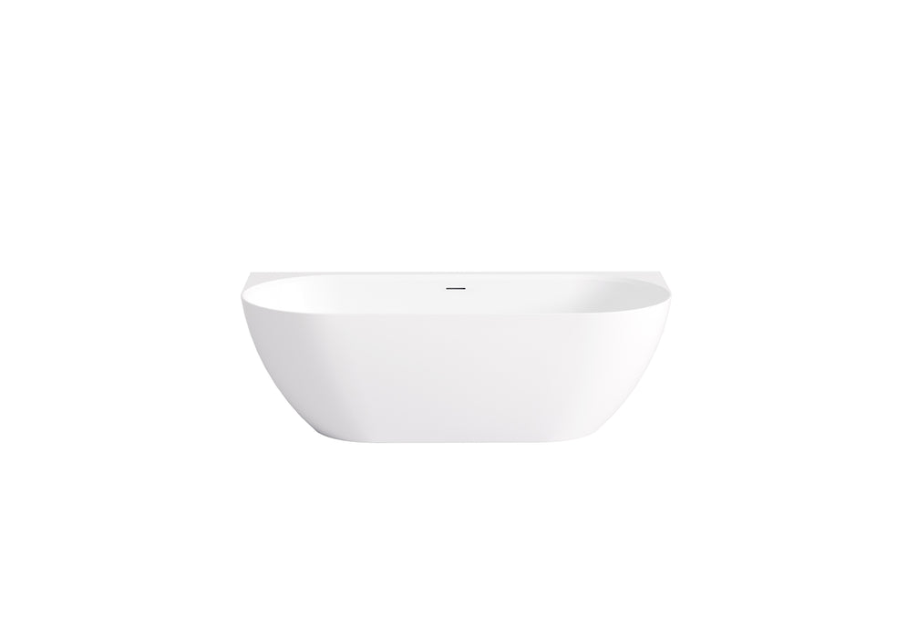 Ellips Back To Wall Overflow Free Standing Acrylic Bathtub - Matte White 1500x770