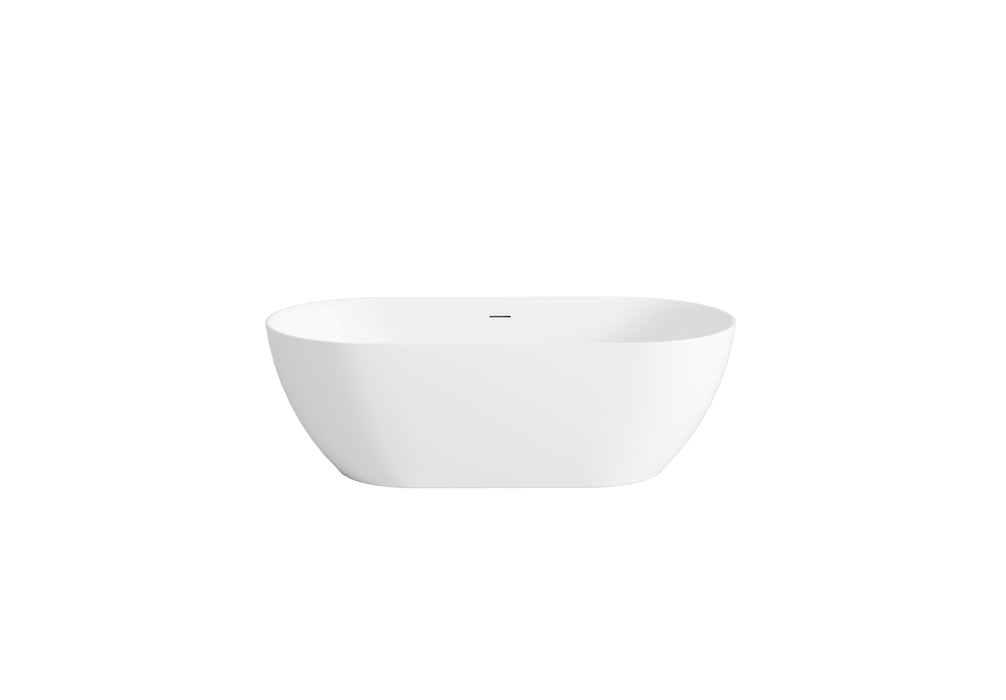 Ellips Slim Acrylic Free Standing Overflow Bathtub - Gloss White 1395x750