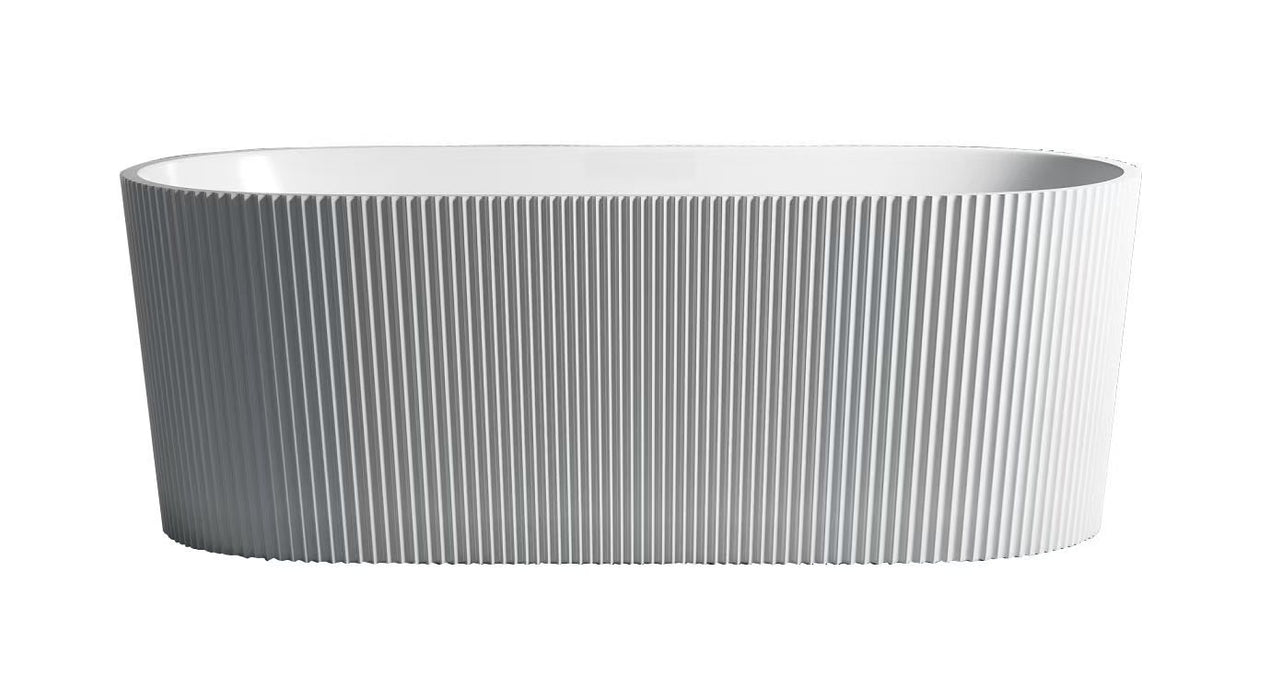 Agena Fluted Acrylic Free-Standing Bath - Matte White 1500x750