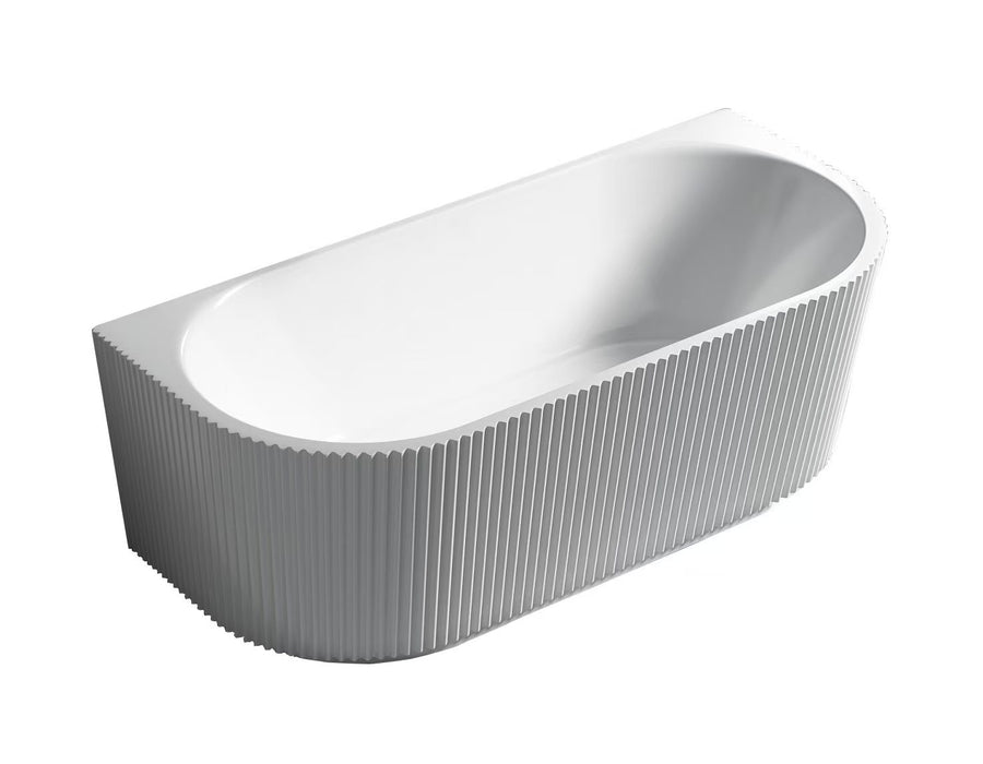 BINGIE Fluted Skirt Back to Wall Bath - Matte White 1500x750