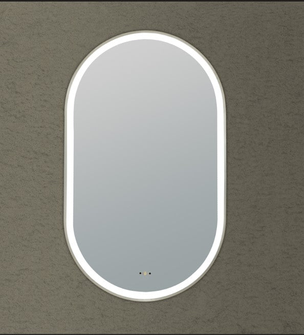 Ellips Framed LED Mirror - Gun Metal 450x900