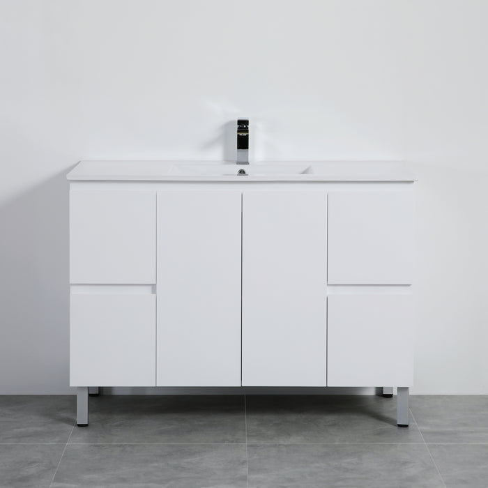 Alpha Free Standing Single Bowl PVC Vanity With Soft Closing - Gloss White 1190x455x860