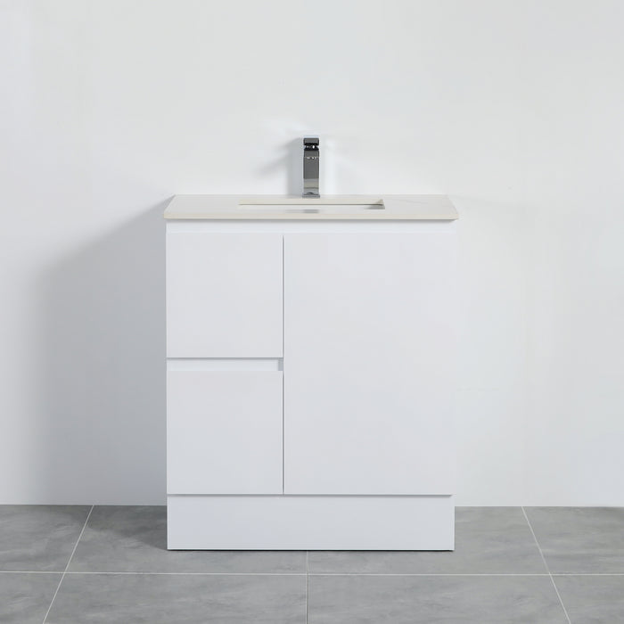 Alpha Left Free Standing PVC Vanity With Soft Closing With Kickboard - Gloss White 740x455x860