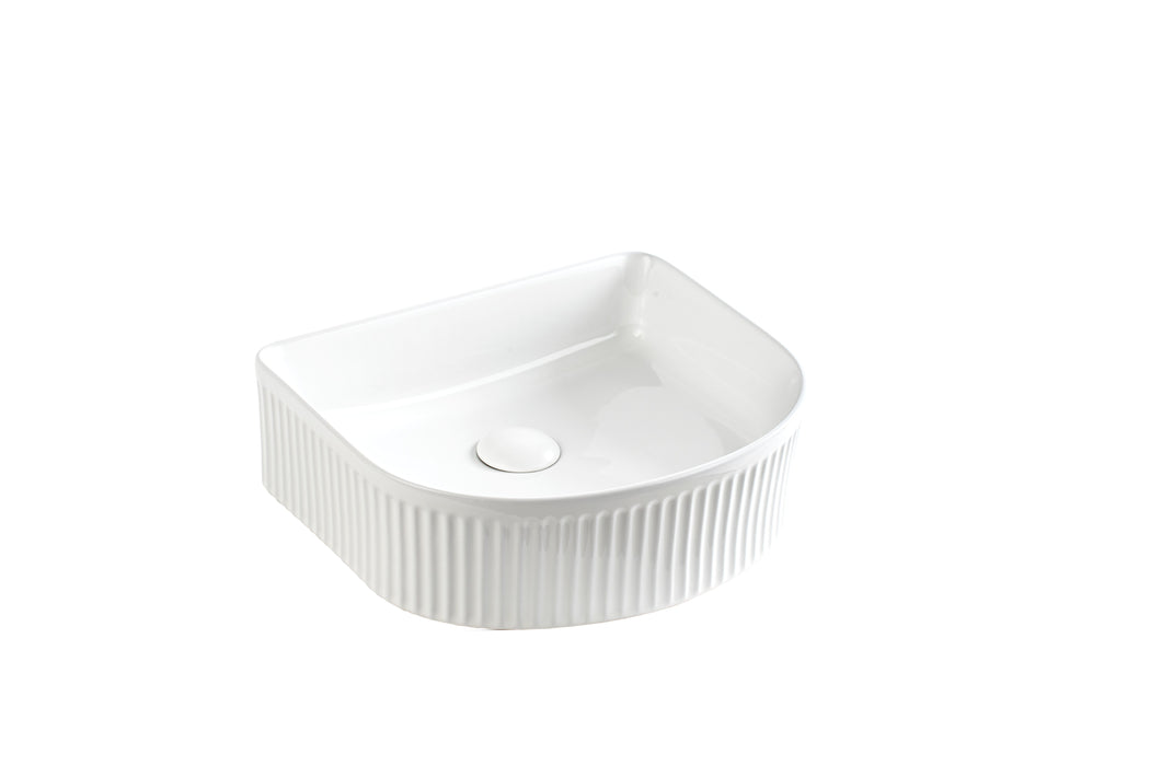 Arco Flueted Fine Ceramic Above Counter Basin - Matte White 400x350