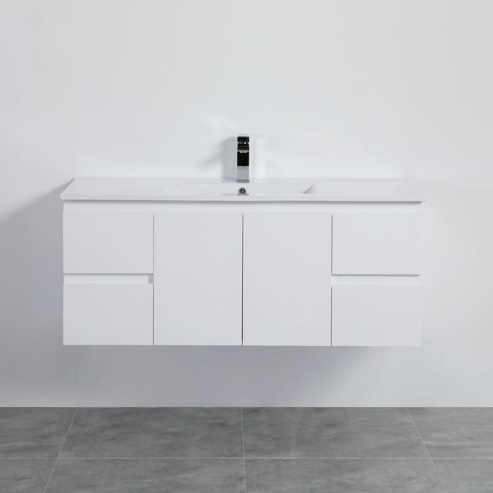 Alpha Wall Hung Single Bowl PVC Vanity With Soft Closing - Gloss White 1190x455x480
