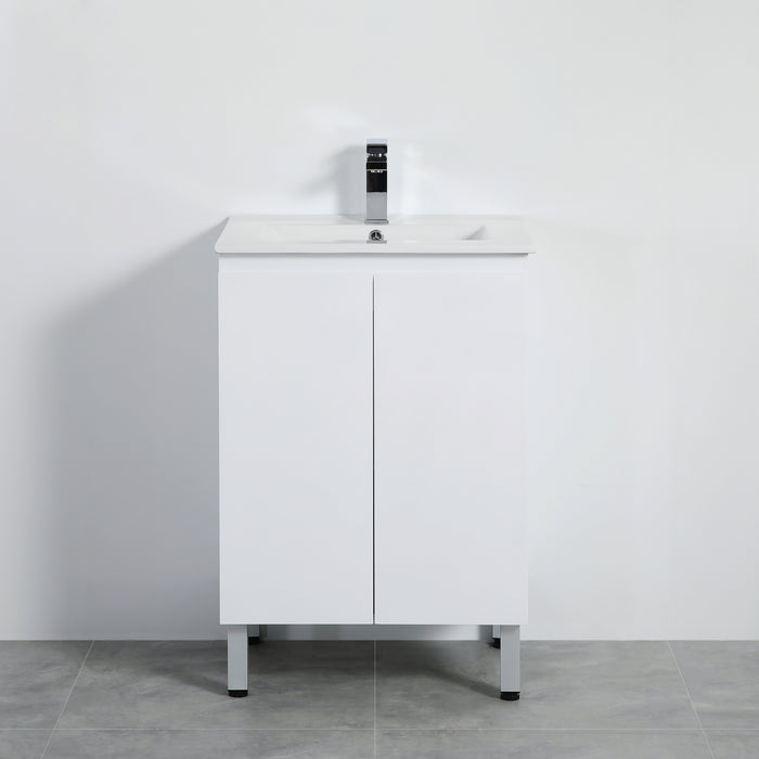 Alpha Free Standing PVC Vanity with soft closing - Gloss White 590x455x860