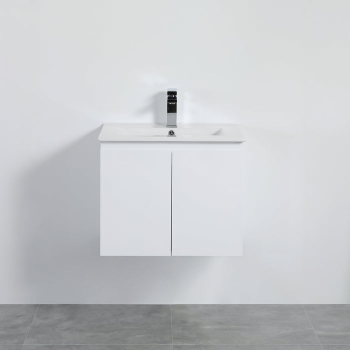 Alpha Wall Hung PVC Vanity Cabinet With Soft Closing - Gloss White 590x455x480