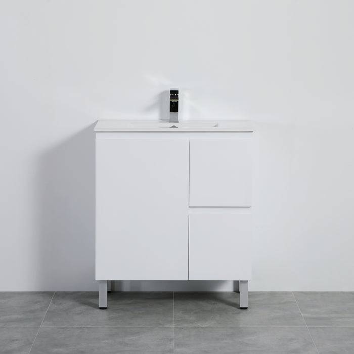 Alpha Right Free Standing PVC Vanity with soft closing - Gloss White 740x455x860