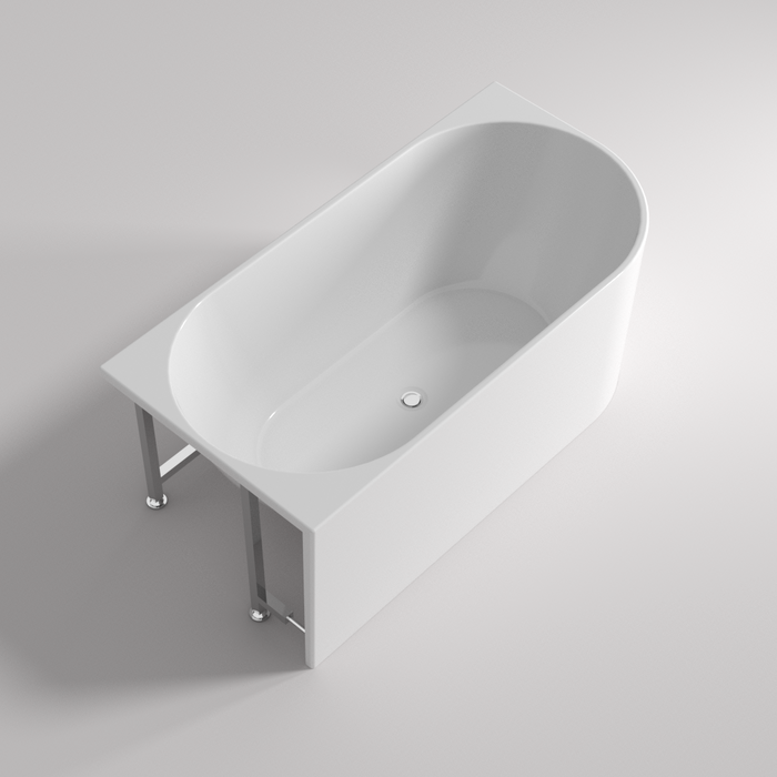 BINGIE Overflow Left Hand Corner Skirt Bath - Matte White 1500x750