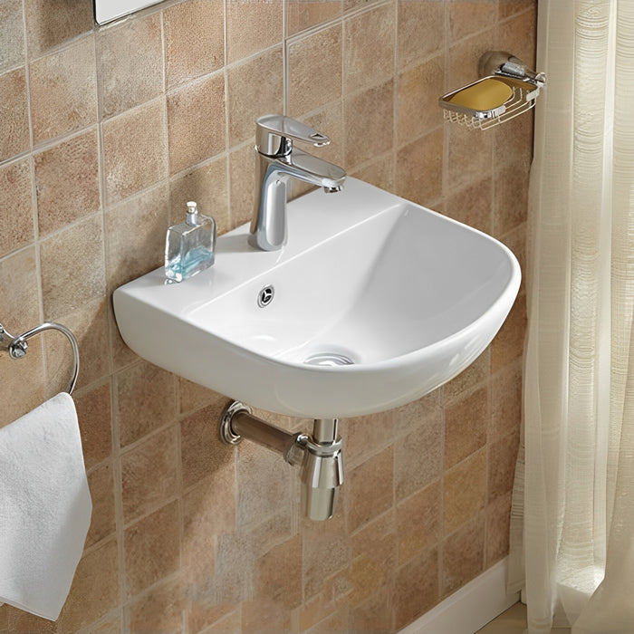 Carrida Fine Ceramic Wall Hung Basin - Gloss white 440x365