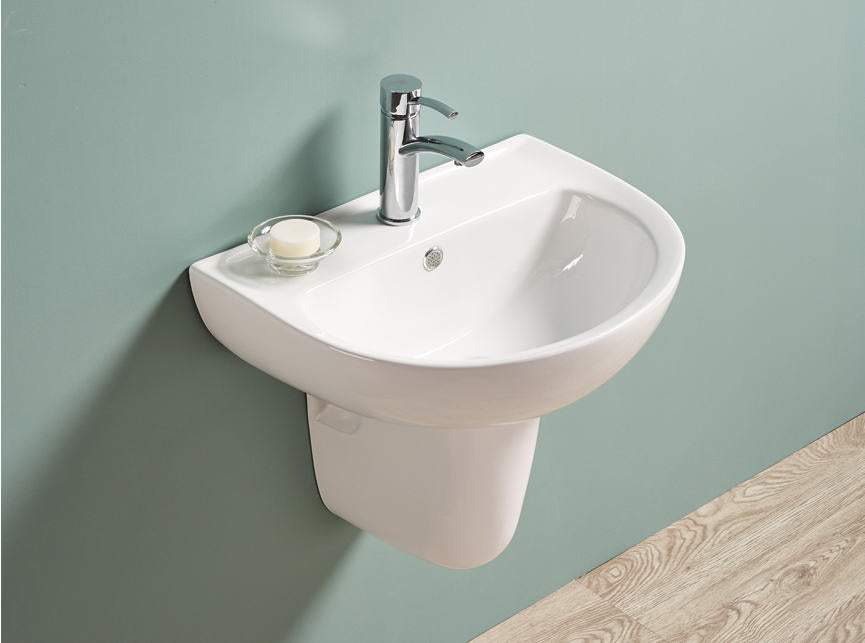 Carrida Fine Ceramic Wall Hung Care Pedestal - Gloss white 300x285