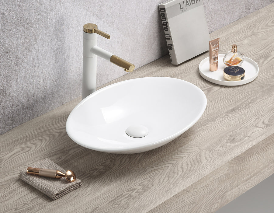 Cabrita Ceramic Above Counter Basin - Gloss white 510x350