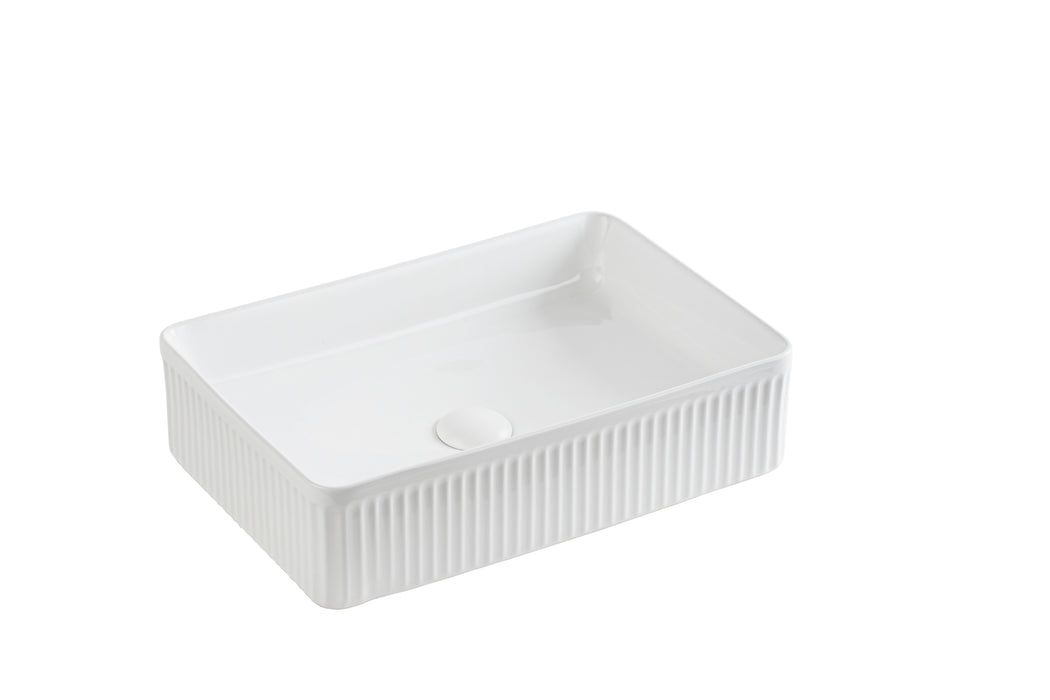 Crete Flueted Fine Ceramic Above Counter Basin - Matte White