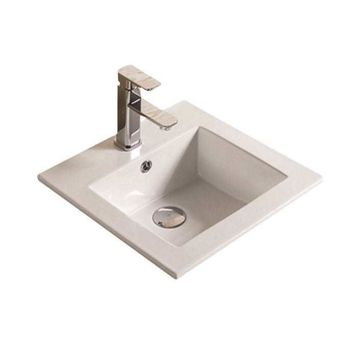 Crete Ceramic Insert Art Basin - Gloss White 415x415