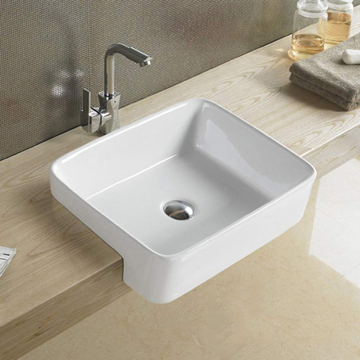 Kliff Fine Ceramic Semi Ress Basin - Gloss White 480x370