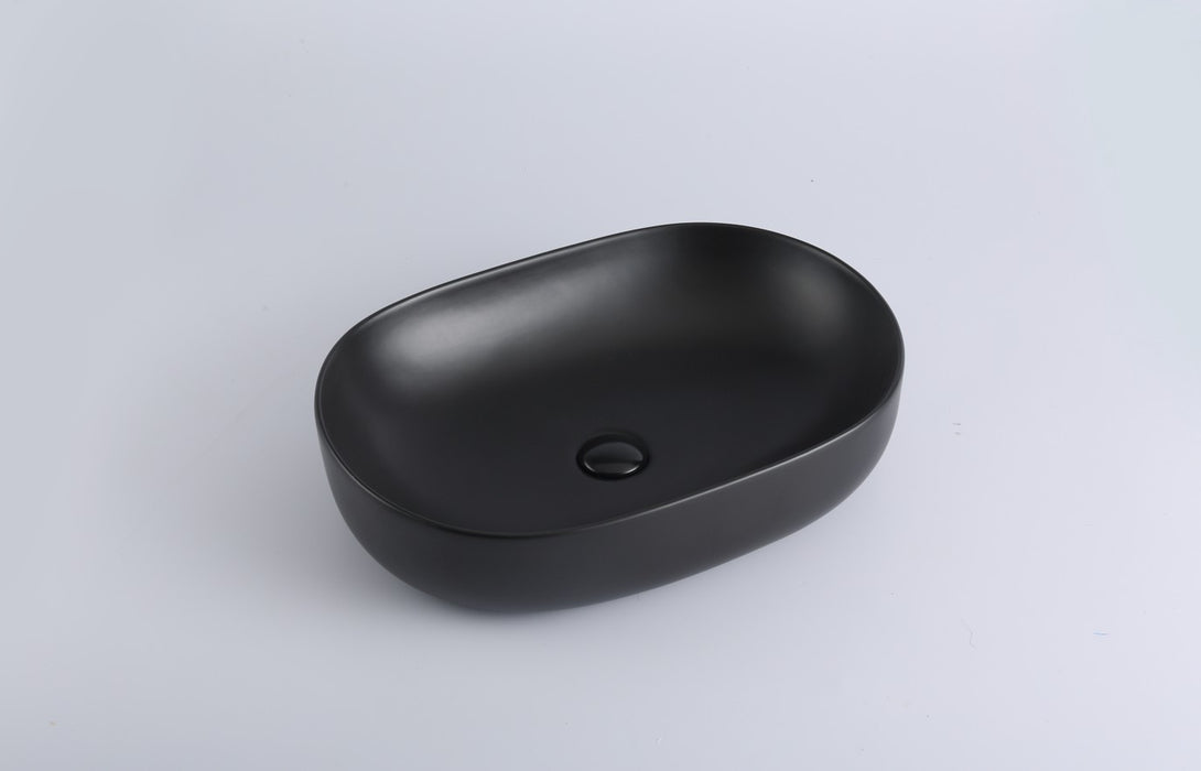 Ellips Fine Ceramic Above Counter Basins - Matte Black 490x350