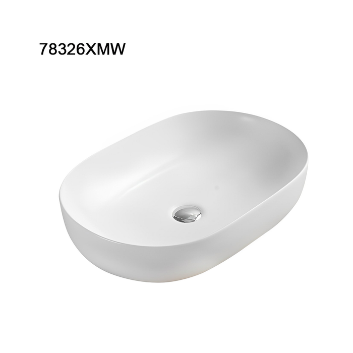 Ellips Fine Ceramic Above Counter Basins - Matte White 490x350