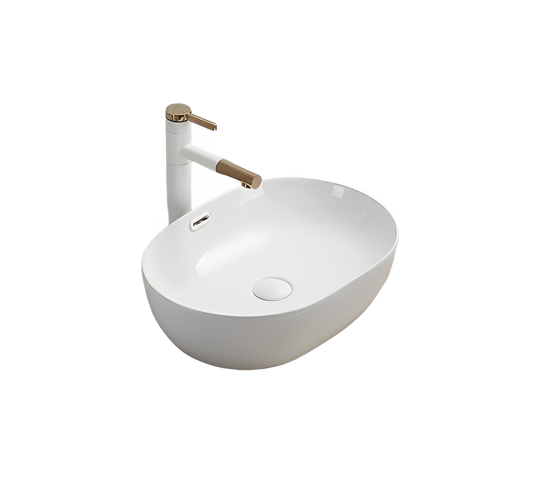 Ellips Fine Ceramic Above Counter Overflow Basin - Gloss White 610x420