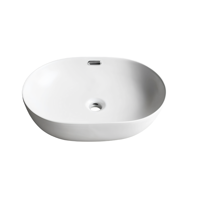 Ellips Fine Ceramic Above Counter Overflow Basin - Matte White 490x365
