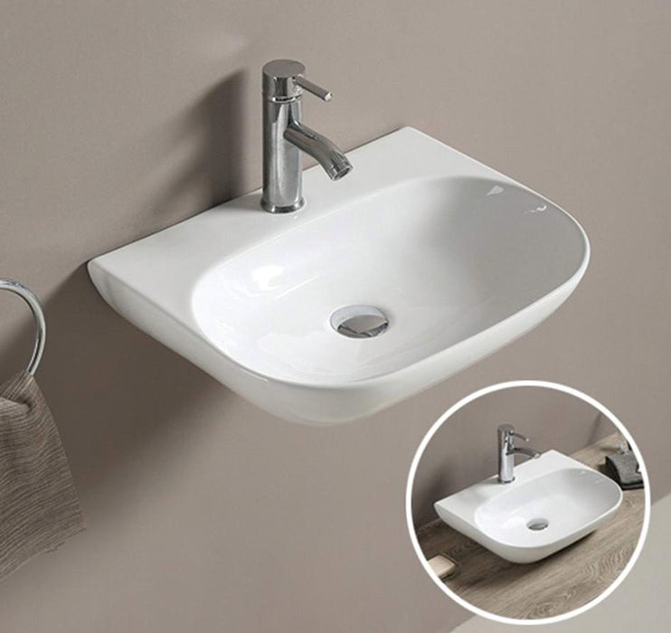 Ellips Fine Ceramic Wall Hung Basin - Gloss white 500x385