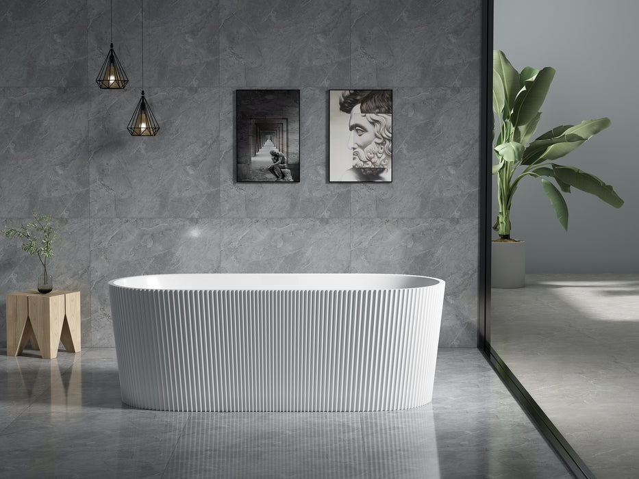 Agena Fluted Acrylic Free-Standing Bath - Gloss White 1705x805