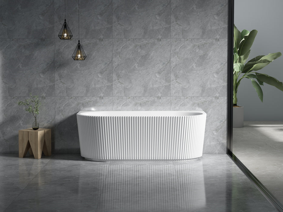 BINGIE Fluted Skirt Back to Wall Bath - Gloss White 1700x800