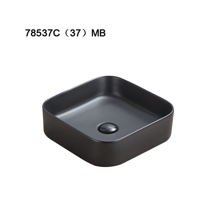 Kliff Fine Ceramic Above Counter Basin - Matte Black 370x370