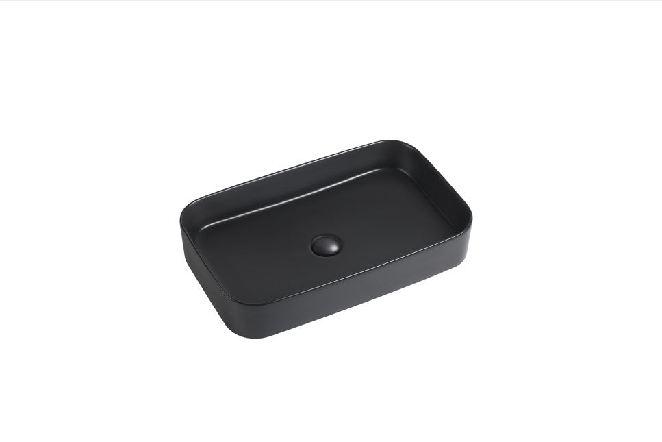Kliff Fine Ceramic Above Counter Basin - Matte Black 600x370