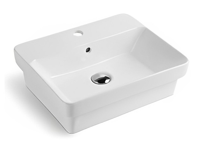 Kliff Fine Ceramic Insert Basin with Tap Hole - Gloss White 495x400