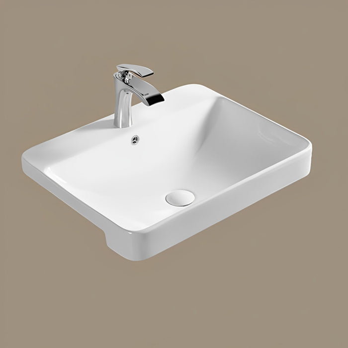Kliff Fine Ceramic Semi Ress Basin - Gloss White 585x460