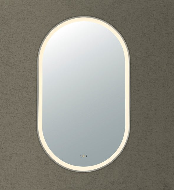 Ellips Framed LED Mirror - Brushed Nickel 450x900