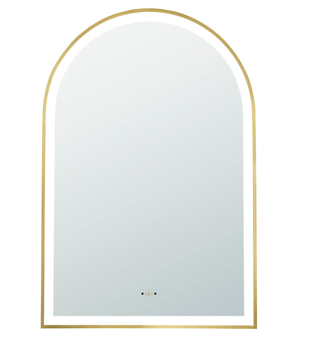 Arco Framed LED Mirror - Brushed Gold 600x900