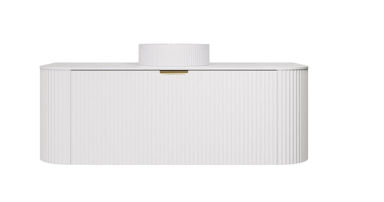 Agena Modern Double Bowl Fluted Wall Hung PVC Cabinet 1190x493x470