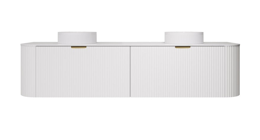 Agena Modern Double Bowl Fluted Wall Hung PVC Cabinet 1790x493x470