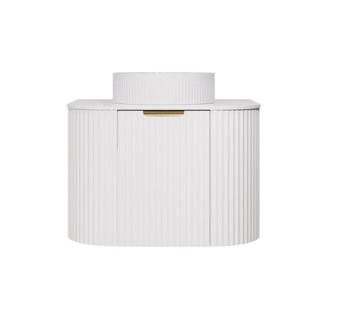 Agena Modern Fluted Wall Hung PVC Cabinet 590x455x470