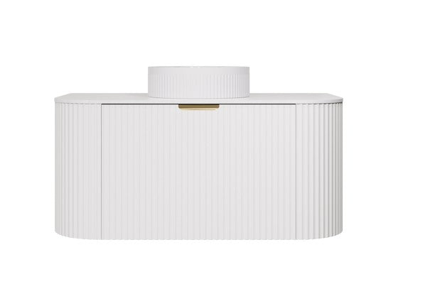 Agena Modern Fluted Wall Hung PVC Cabinet 890x493x470