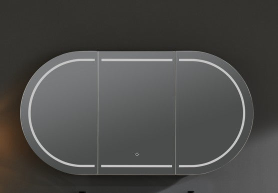 Allison Pill LED Shaving Cabinets - Matte Black 1500x800