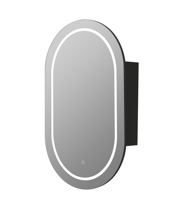 Allison Pill LED Shaving Cabinets - Matte Black 450x900