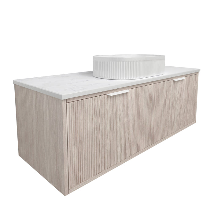 Kliff Fluted Wood Grain Vanity - Cabinet Only Coastal Oak 1190 x 455 x 400mm