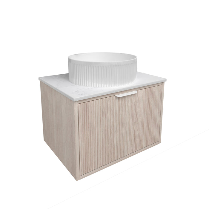 Kliff Fluted Wood Grain Vanity - Cabinet Only Coastal Oak 590 x 455 x 400mm
