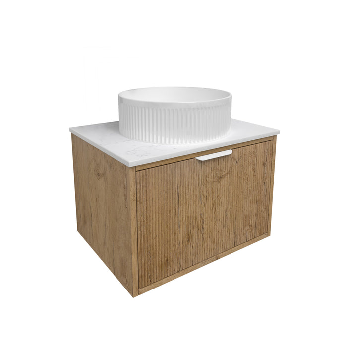 Kliff Fluted Wood Grain Vanity - Cabinet Only Prime Oak 590 x 455 x 400mm