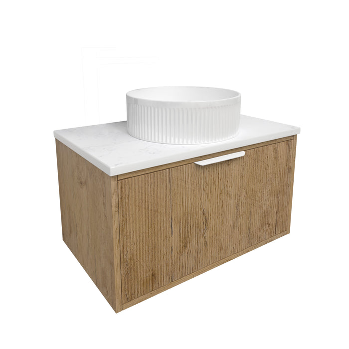 Kliff Fluted Wood Grain Vanity - Cabinet Only Prime Oak 740 x 455 x400mm